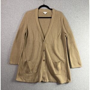 J jill cardigan womens XL beige cotton button front sweater